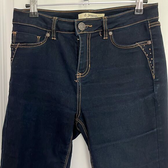 D.jeans New York Cropped 5 Pocket Dark Wash Jeans Stud Details - Picture 2 of 7